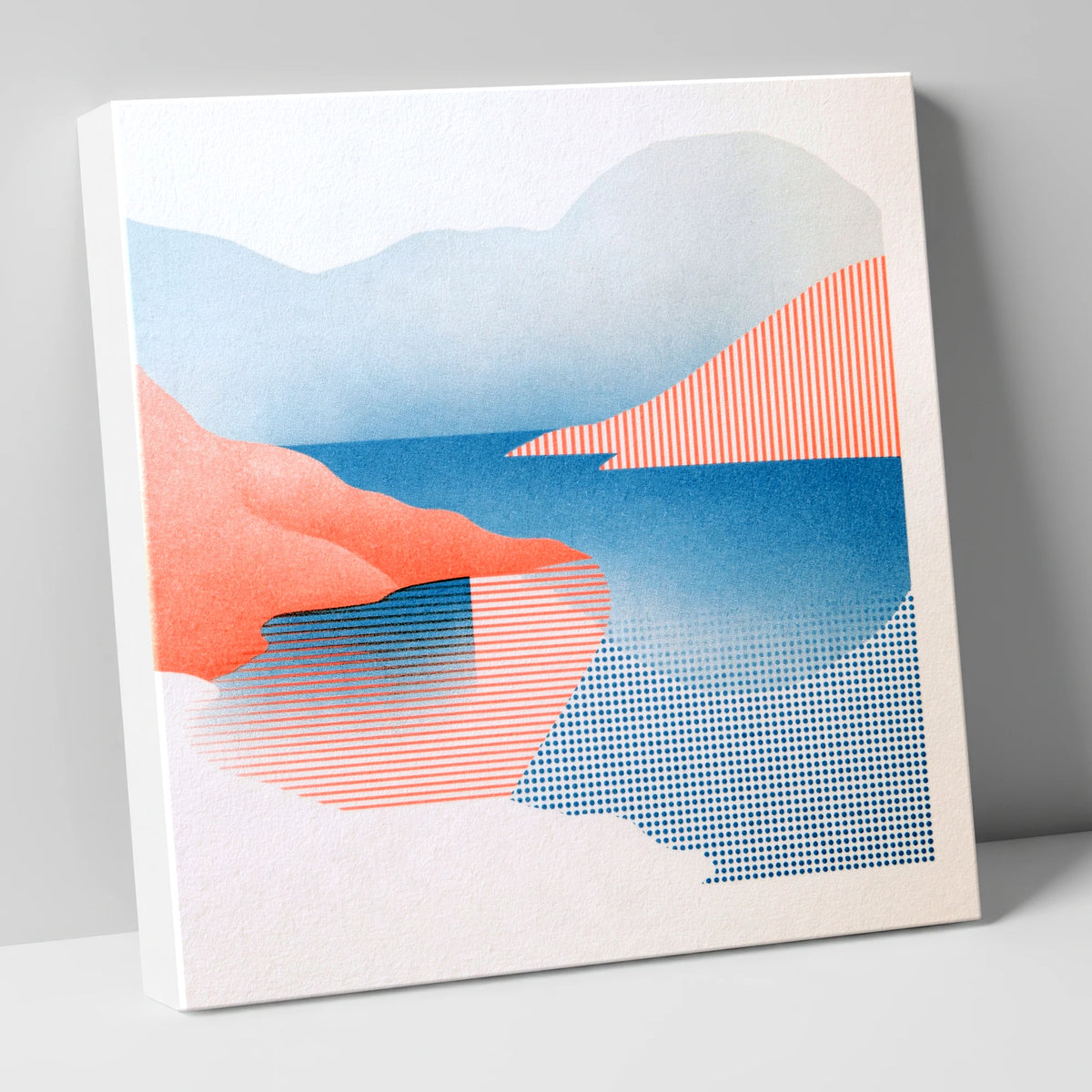 Buttermere Fells in Coral and Blue lake district lake canvas wall art