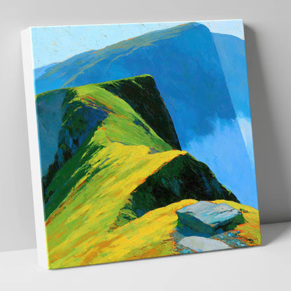 Sunlit Ridge and Deep Blue Crags lake district fell canvas wall art