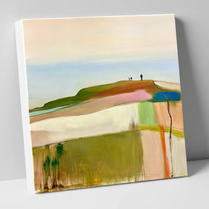 Abstract Fell Ridge with Hikers lake district fell canvas wall art