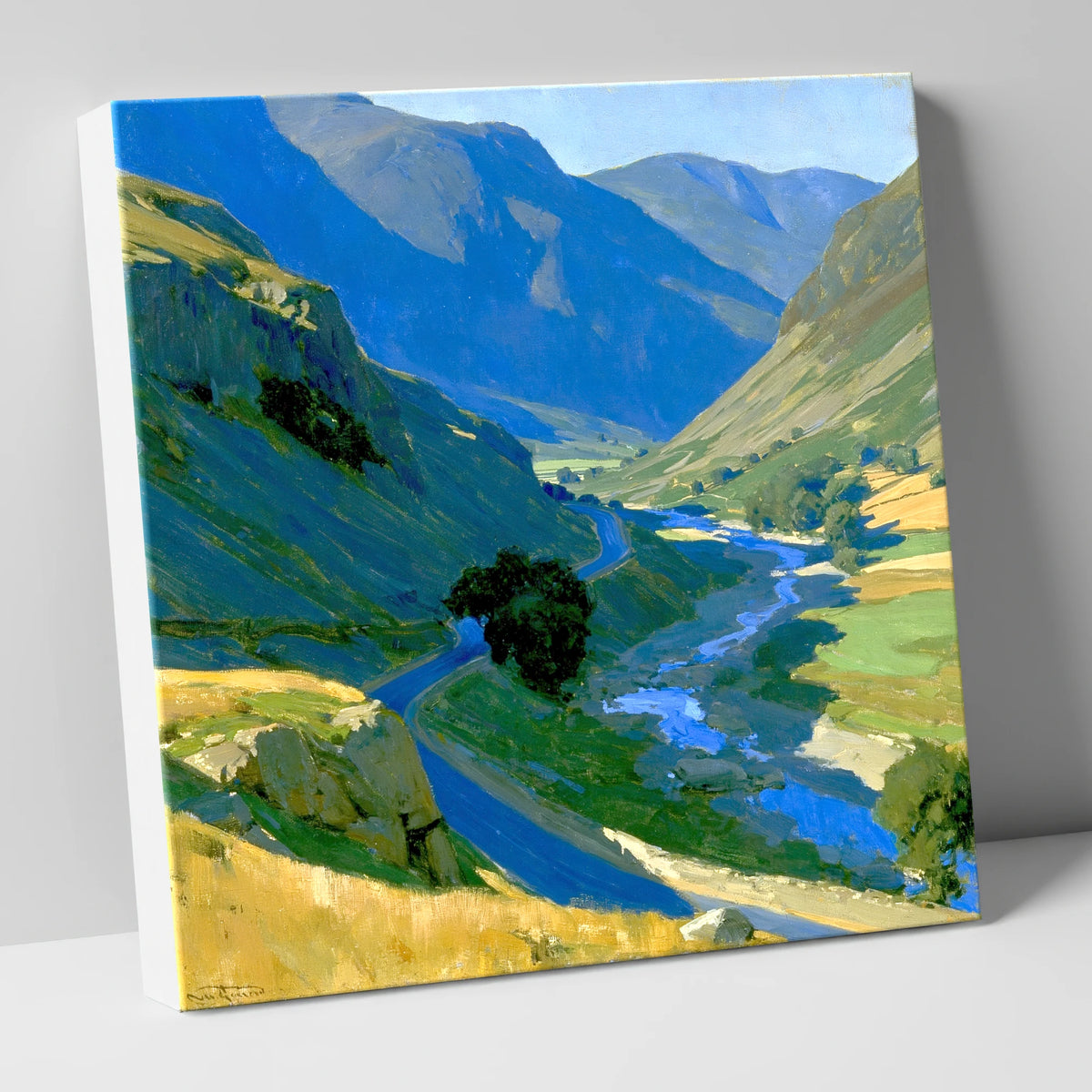 Cobalt Shadows on the Mountain Pass lake district valley canvas wall art