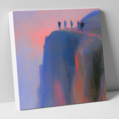 Climbers on a Twilight Crag lake district walking canvas wall art