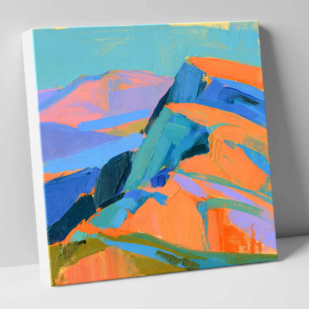 Bright Orange Fell Summit lake district fell canvas wall art