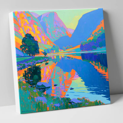 Vibrant Still Lake at Dawn lake district lake canvas wall art