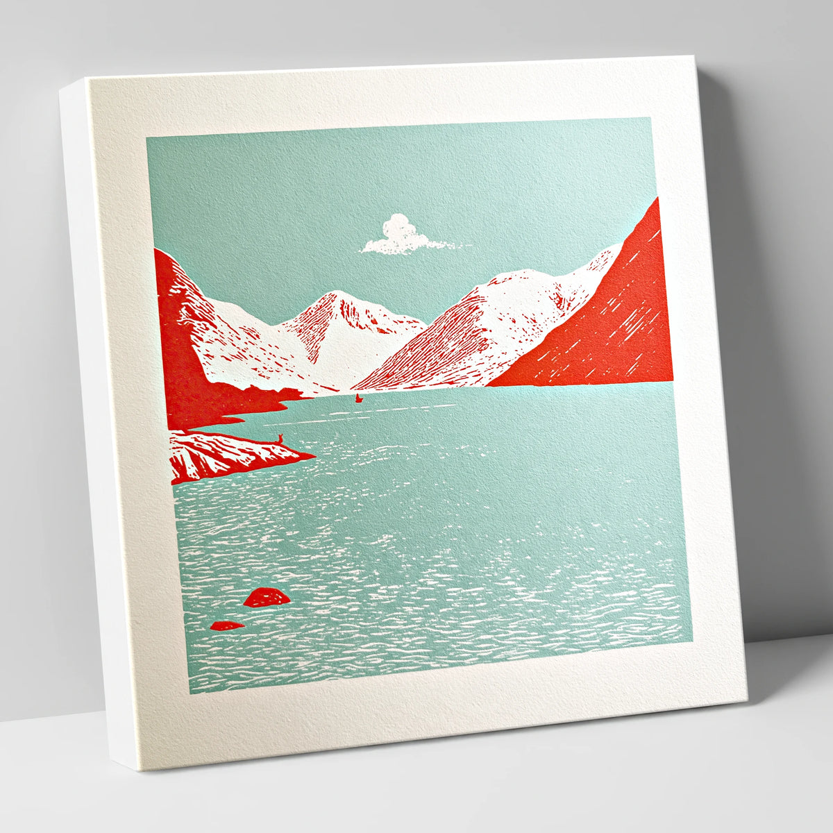 Vibrant Red Wastwater Landscape lake district lake canvas wall art