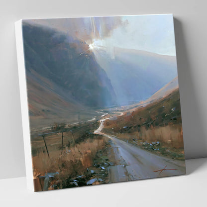 Mountain Pass in Breaking Light lake district valley canvas wall art