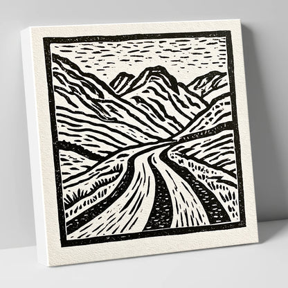 Hardknott Pass in Stark Monochrome lake district valley canvas wall art
