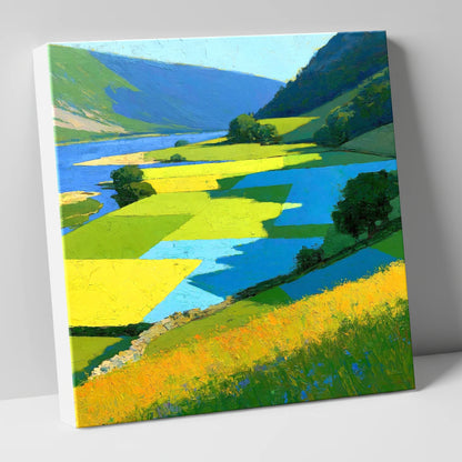 Sunlit Valley Pastures and Blue Shadows lake district valley canvas wall art