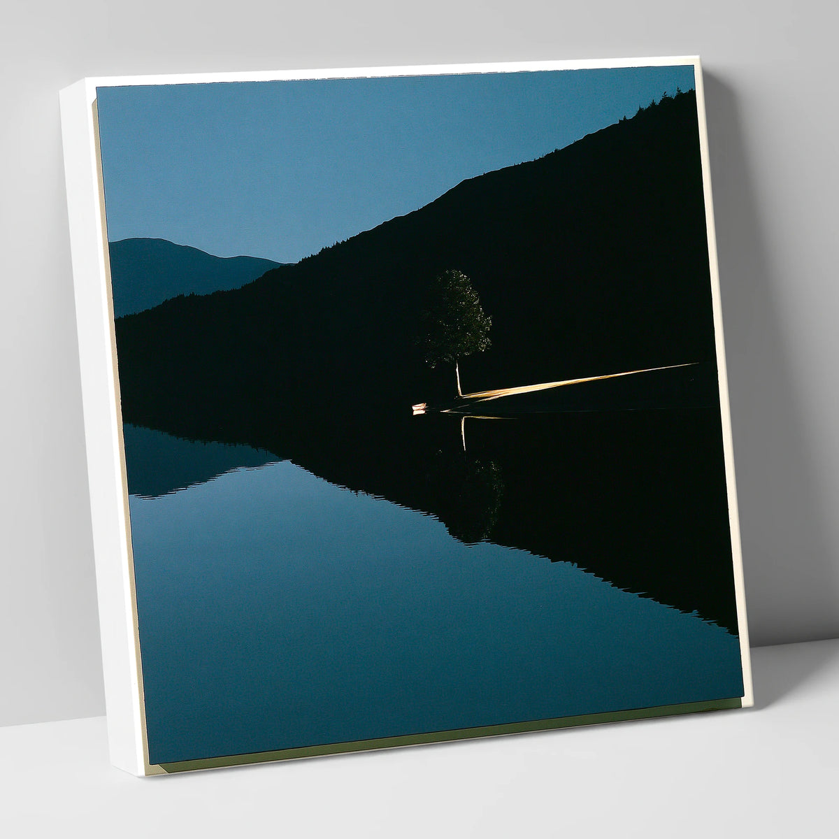 Illuminated Shore on Calm Lake lake district lake canvas wall art
