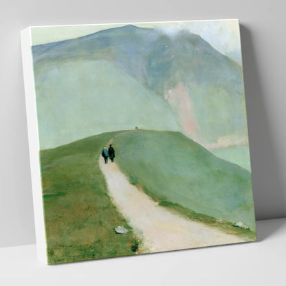 Walkers on a Hazy Fell Path lake district walking canvas wall art