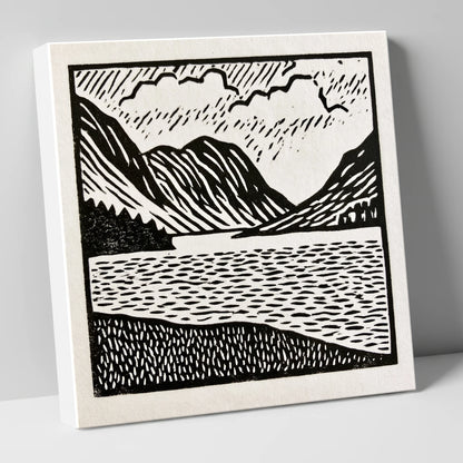 Monochrome Crummock Water Landscape lake district lake canvas wall art