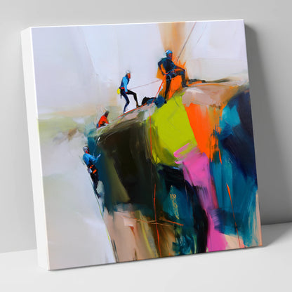 Crag Climbers in Vibrant Colour lake district walking canvas wall art