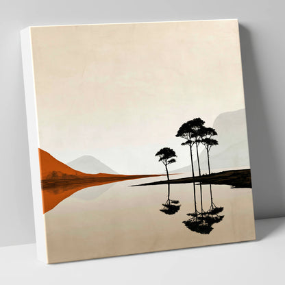 Dawn Lake with Silhouetted Pines lake district lake canvas wall art