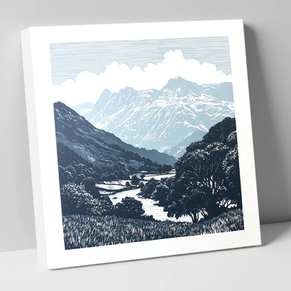 Great Langdale Slate Blue Fells lake district valley canvas wall art