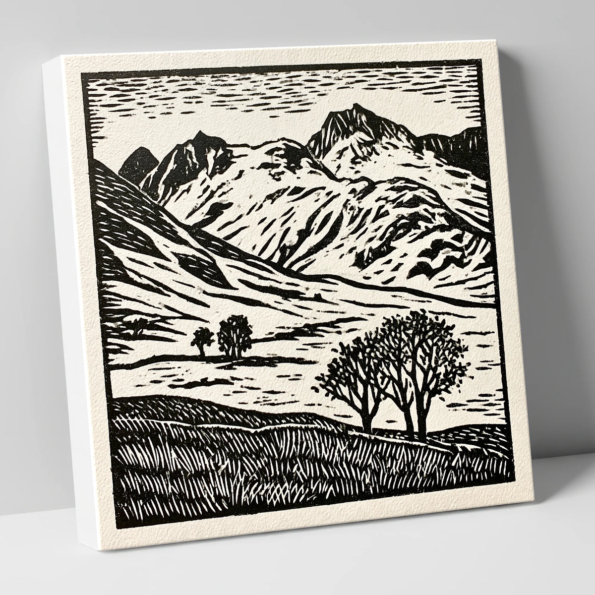 Monochrome Great Langdale Fells lake district valley canvas wall art