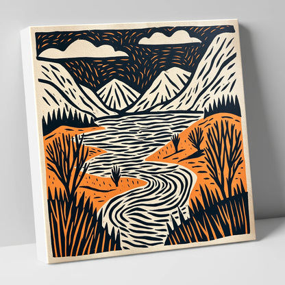 Bold Fells and Winding River lake district lake canvas wall art