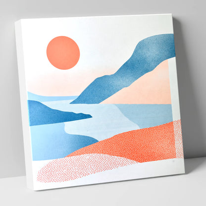 Ennerdale Valley in Coral and Blue lake district valley canvas wall art