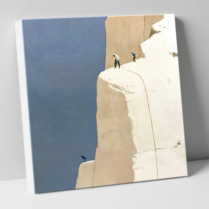 Climbers on High White Fell Ledges lake district walking canvas wall art