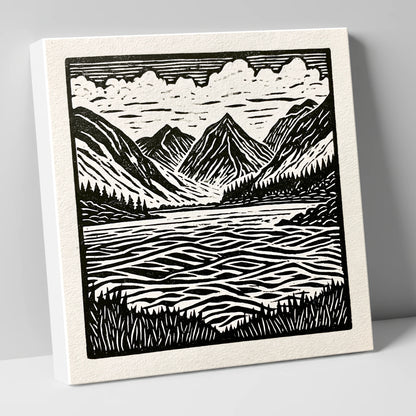 Bold Monochrome Ennerdale Landscape lake district valley canvas wall art