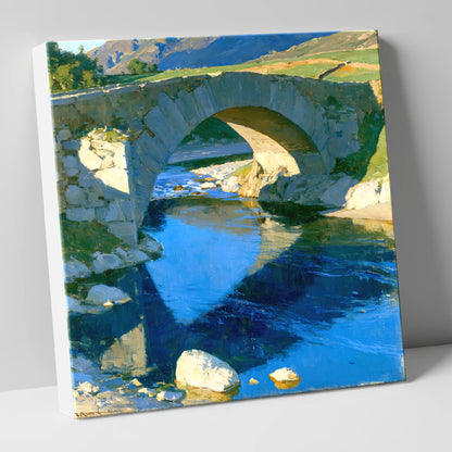 Stone Bridge over Blue Beck lake district waterfall canvas wall art
