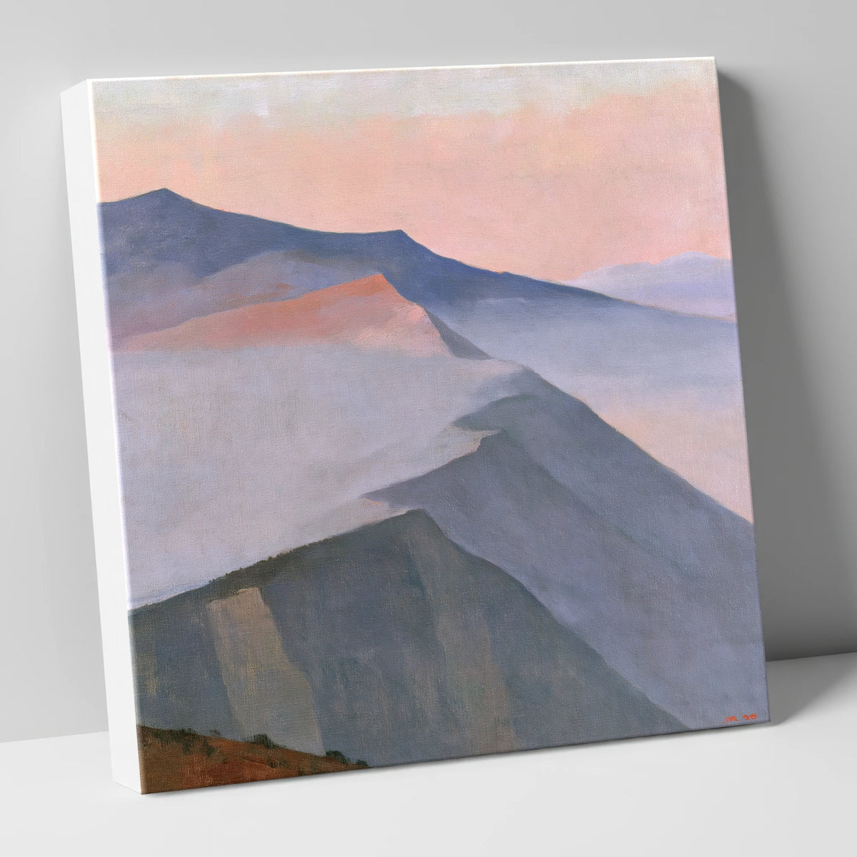 Pastel Mountain Ridge in Mist lake district fell canvas wall art