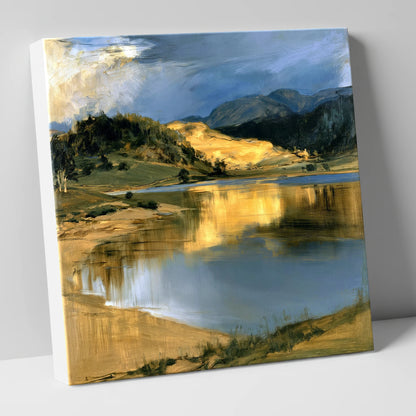 Lake Reflections in Golden Light lake district lake canvas wall art