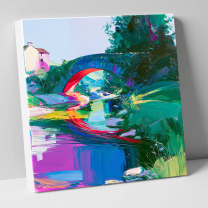 Vivid Stone Bridge Over Beck lake district waterfall canvas wall art