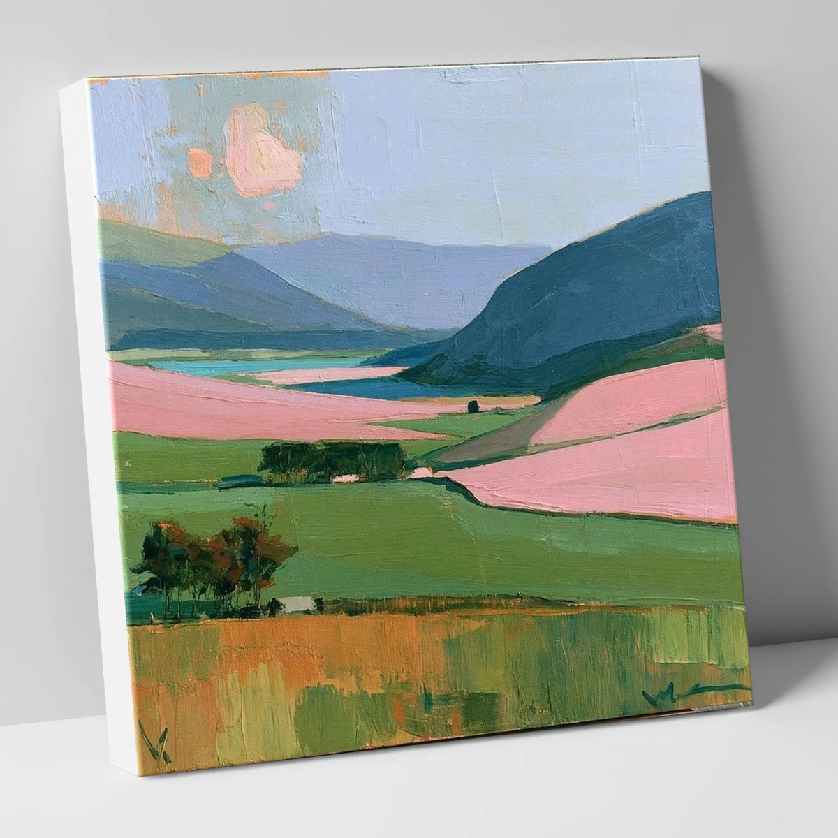 Vibrant Valley and Teal Fells lake district valley canvas wall art