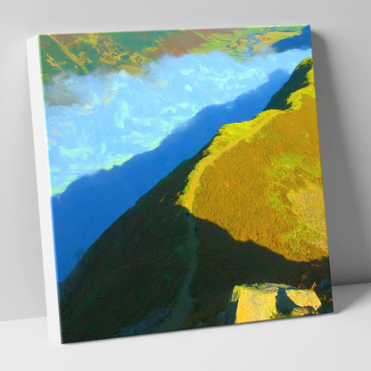 Sunlit Winding Path on Gibson Knott lake district fell canvas wall art