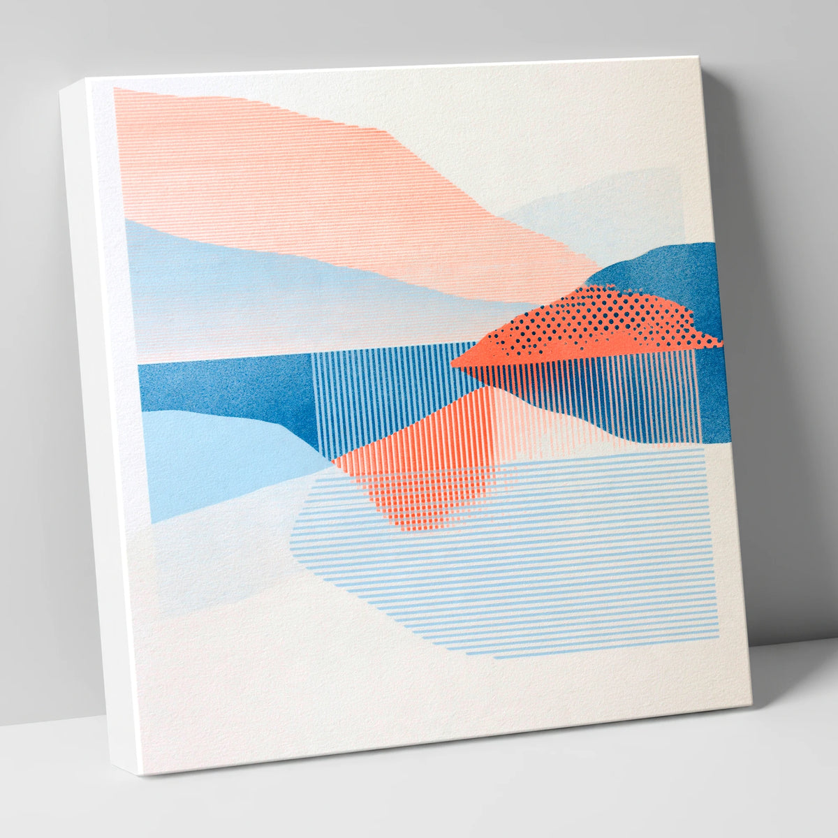 Coral and Blue Lake Reflections lake district lake canvas wall art