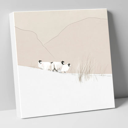Herdwick Sheep on Minimalist Fell lake district wildlife canvas wall art