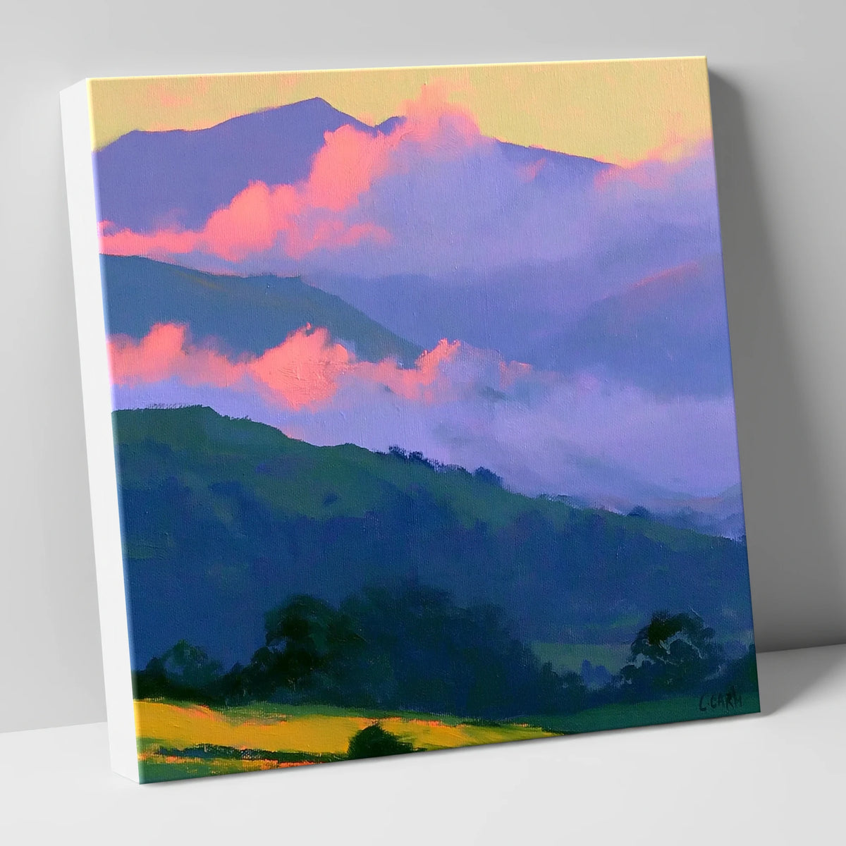 Pink Clouds Over Rolling Fells lake district fell canvas wall art