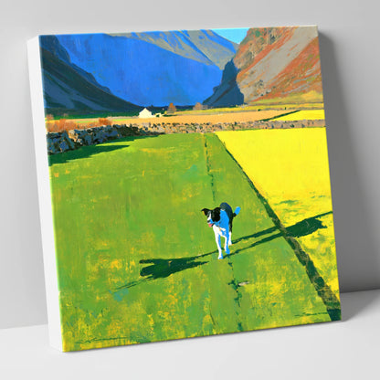 Sunlit Wasdale Valley Dog Walk gifts for dog walkers canvas wall art