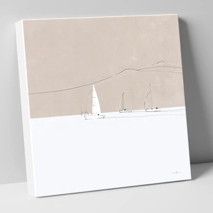 Minimalist Sailboats and Distant Fells lake district walking canvas wall art