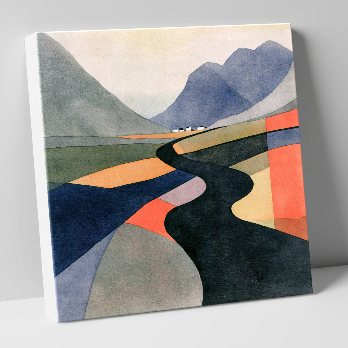 Winding River in Bold Colours lake district waterfall canvas wall art