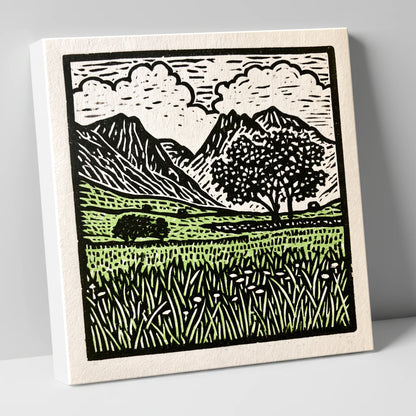 Langdale Pikes Spring Meadow lake district fell canvas wall art