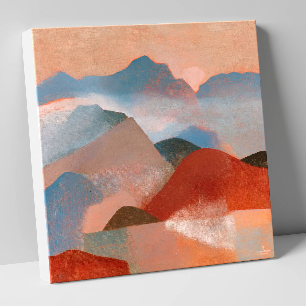 Terracotta and Blue Mountain Ridge lake district fell canvas wall art