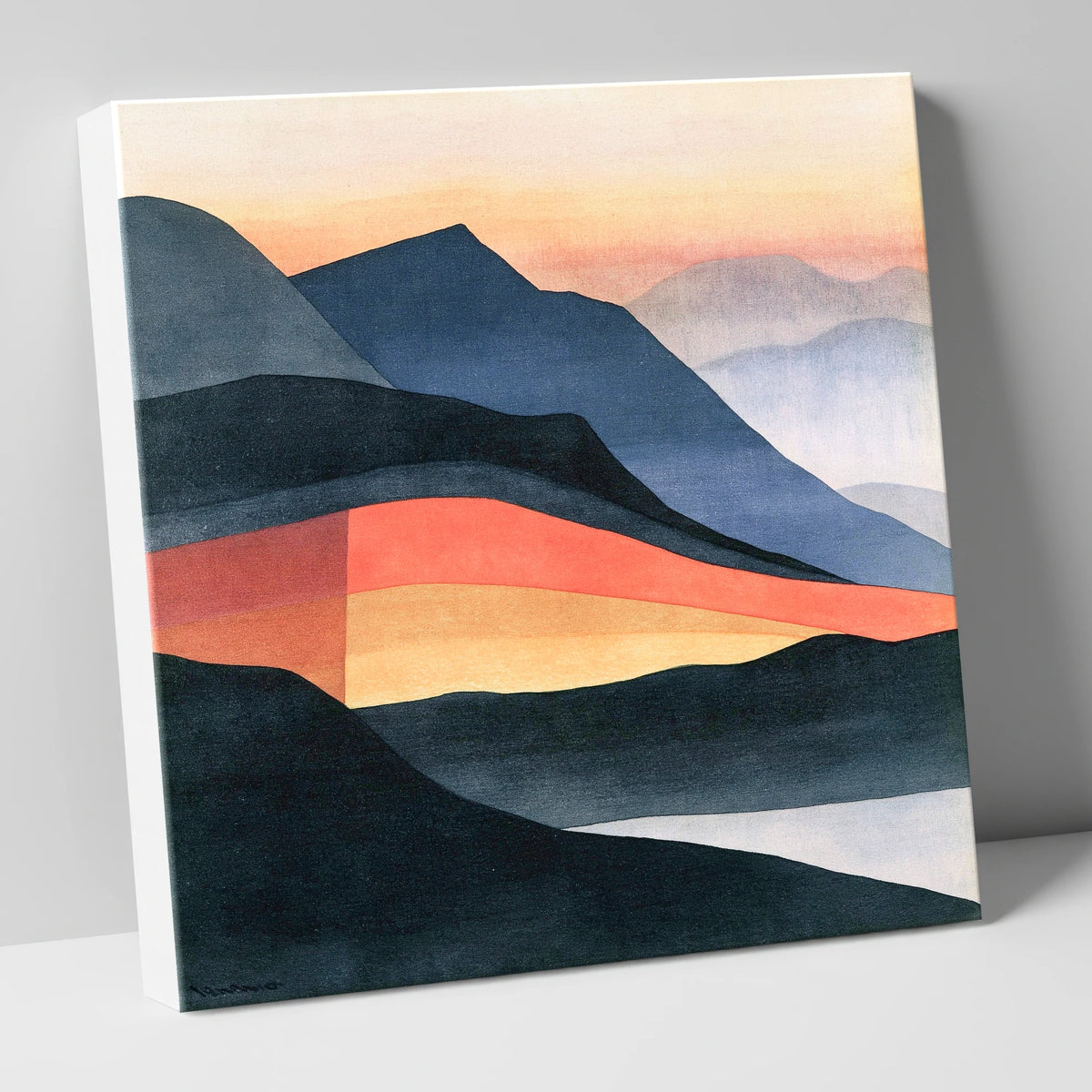 Charcoal and Terracotta Summit View lake district fell canvas wall art