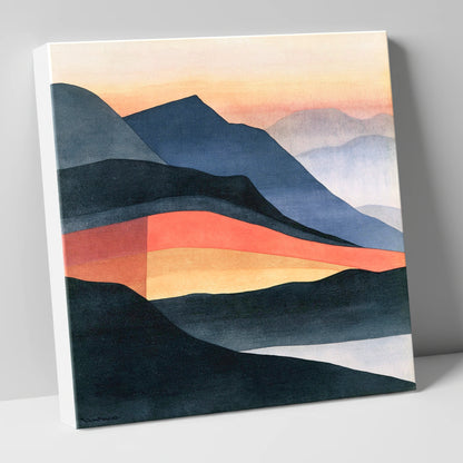 Charcoal and Terracotta Summit View lake district fell canvas wall art