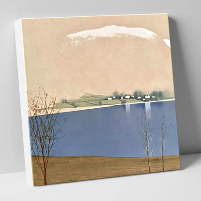Winter Waters at Pooley Bridge lake district village canvas wall art