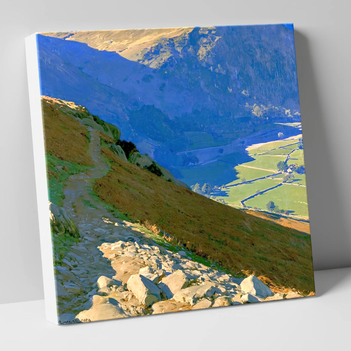 Stony Descent to Patterdale Valley lake district village canvas wall art