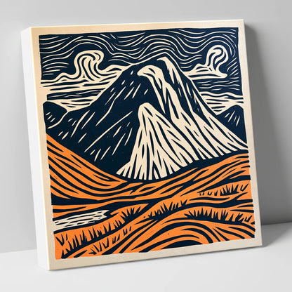 Great Gable in Navy and Orange lake district fell canvas wall art