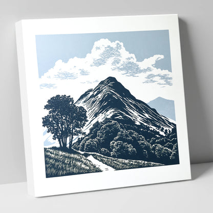 Catbells Fell in Deep Navy lake district fell canvas wall art
