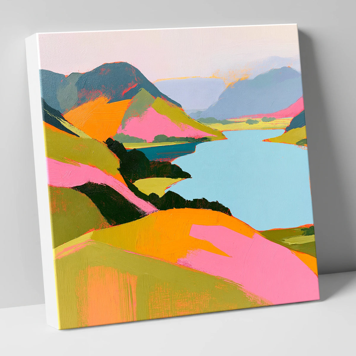 Bold Pink Fells and Lake lake district lake canvas wall art