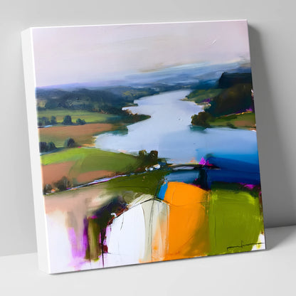 Vibrant Ullswater from Pooley Bridge lake district village canvas wall art