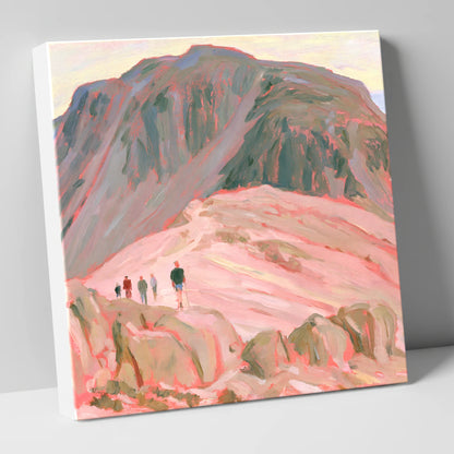 Fell Walkers in Pastel Pink lake district fell canvas wall art