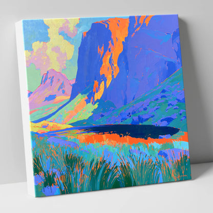 Vibrant Pavey Ark over Stickle Tarn lake district fell canvas wall art
