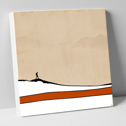 Hiker Silhouette against Distant Fells lake district walking canvas wall art