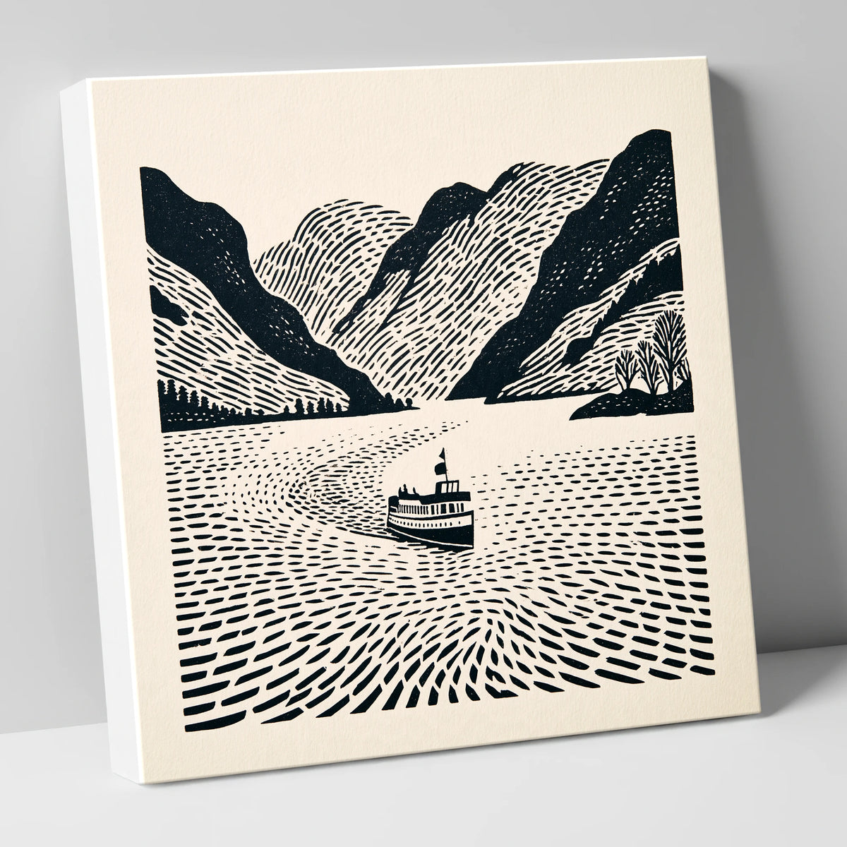 Ullswater Steamer on Swirling Waters lake district lake canvas wall art