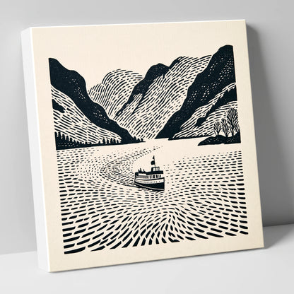 Ullswater Steamer on Swirling Waters lake district lake canvas wall art