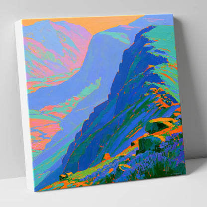 Electric Blue Mountain Ridge lake district fell canvas wall art